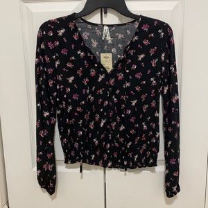 NWT Mudd Juniors shirt blouse xs black floral